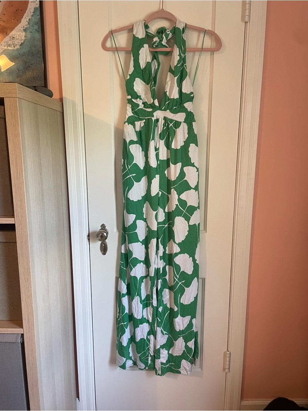 Diane Von Furstenberg for Target Green and White Halter Jumpsuit